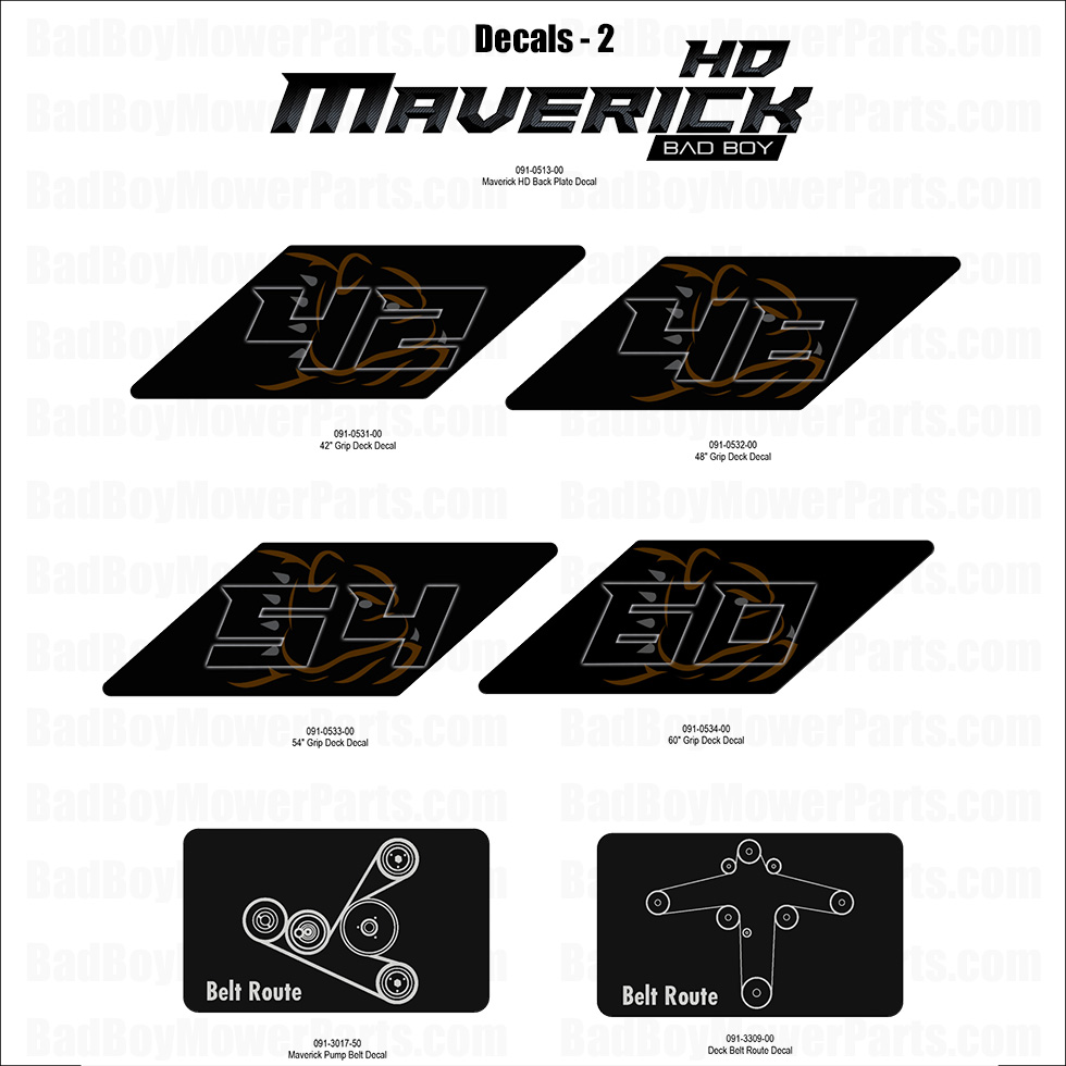3747 - Bad Boy Mower Parts Lookup > 2025 > Maverick HD > Decals - 2